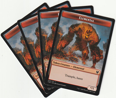   4 MAGIC The Gathering ELEMENTAL Red Token Creature MTG PLAYSET THB/EN 2020