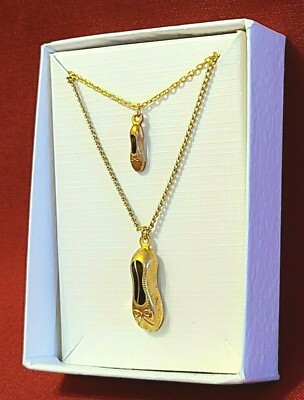 SET of 2 Gold Necklaces with BALLET SLIPPER Pendants ~ for CHILD and 18'' DOLL