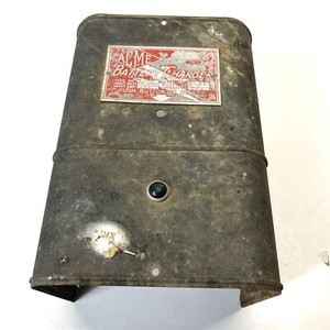 Vintage Acme 6 Volt Battery Charger Cover Metal Patina Acme# R27107 Cool 