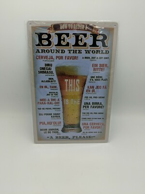 How To Order A Beer Around The World Metall Blech Wandschild Plakette Tür A4 UK      
