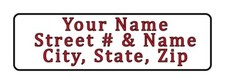 2 Tone Black and Red 800, Personalized Return Address Labels 1/2 in by 1 3/4 in