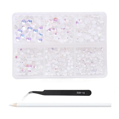 3D Crystal Rhinestones Hot Fix Round Mix Size DIY Nail Art tweezer and pick pen