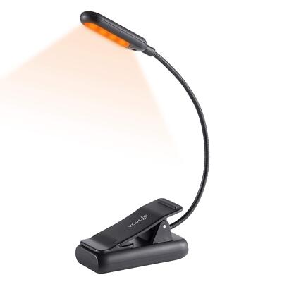 Amber Rechargeable Reading Light Blue Light Blocking Book Light 7 Leds Eye Care 