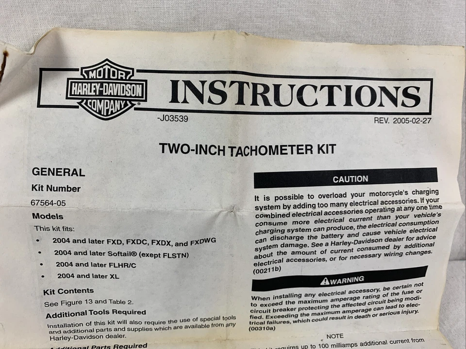 HARLEY ПОДЛИННЫЙ 04-UP FXD FXDC FXDX FXDWG FLHR/C XL 2» ТАХОМЕТР НАБОР 67564-05 - Изображение 2 из 4