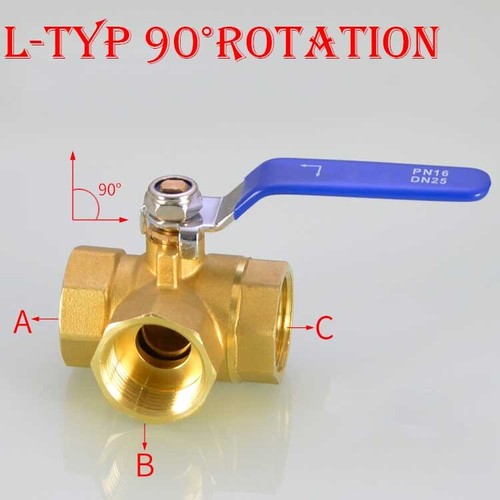 BSP Brass Three Way L/T Port Ball Valve -Female BSP 1/2" 3/8" 3/4" 1/4" 1" - Picture 4 of 15