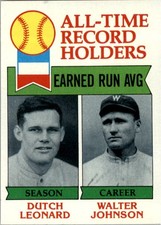 1979 Topps #418 Dutch Leonard ATL DP/Walter Johnson - EX