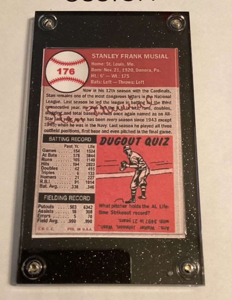 1953 Topps Estilo Stan Musial Pose Variación Cardenales de San Luis losa de color negro Foto 2 de 4