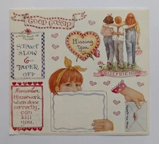 Friends Missing You Gossip Vintage Susan Branch Stickers  1 Module Sheet 4.5"x5"