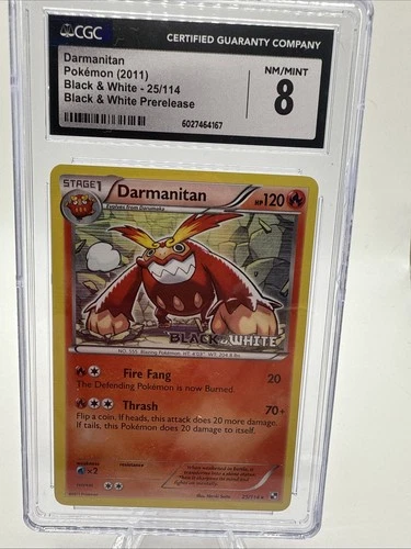 Darmanitan 25/114 Prerelease Black & White Pokemon Card 2011 CGC 8 Rev Holo