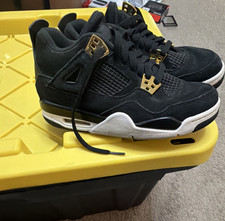 Jordan Air Jordan 4 Black Gold White Suede Me...