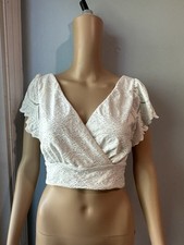 White crochet top with ruffle sleeves crochet ruffles