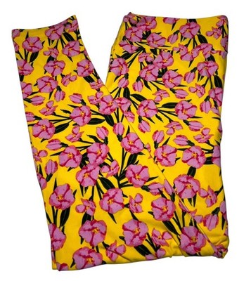 LuLaRoe Leggings TC2 Tall Curvy 2 Tropical Floral YELLOW Colorful EASTER Lounge