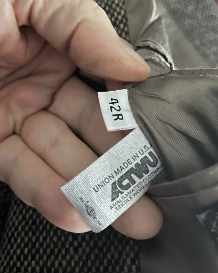 Vintage Hart Schaffner & Marx Men’s Tweed Fine Wool Sport Coat Blazer 42R USA - Image 3 of 4