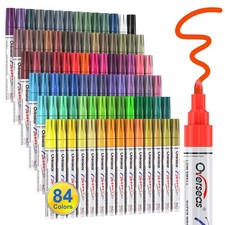 Paint Pens Oil Based 84 Colors Waterproof Quick Drying Medium Tip Overseas Fade