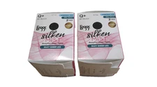 New 4 Pairs Women's  Leggs Silken Mist Black  Control Top Pantyhose Tights  Q+