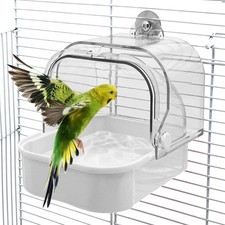 Tfwadmx Bird Cage Bath Tub, Shower, Food Feeder for Small Parrots  Birds