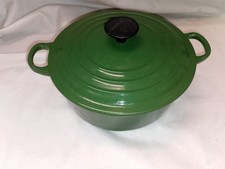 Le Creuset Cast Iron 20cm Casserole Dish Dark Green Dutch Oven. Free Postage 