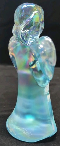 Fenton Glass Angel Iridescent Blue Winter Scene Handpainted in USA Handsigned - Picture 6 of 16