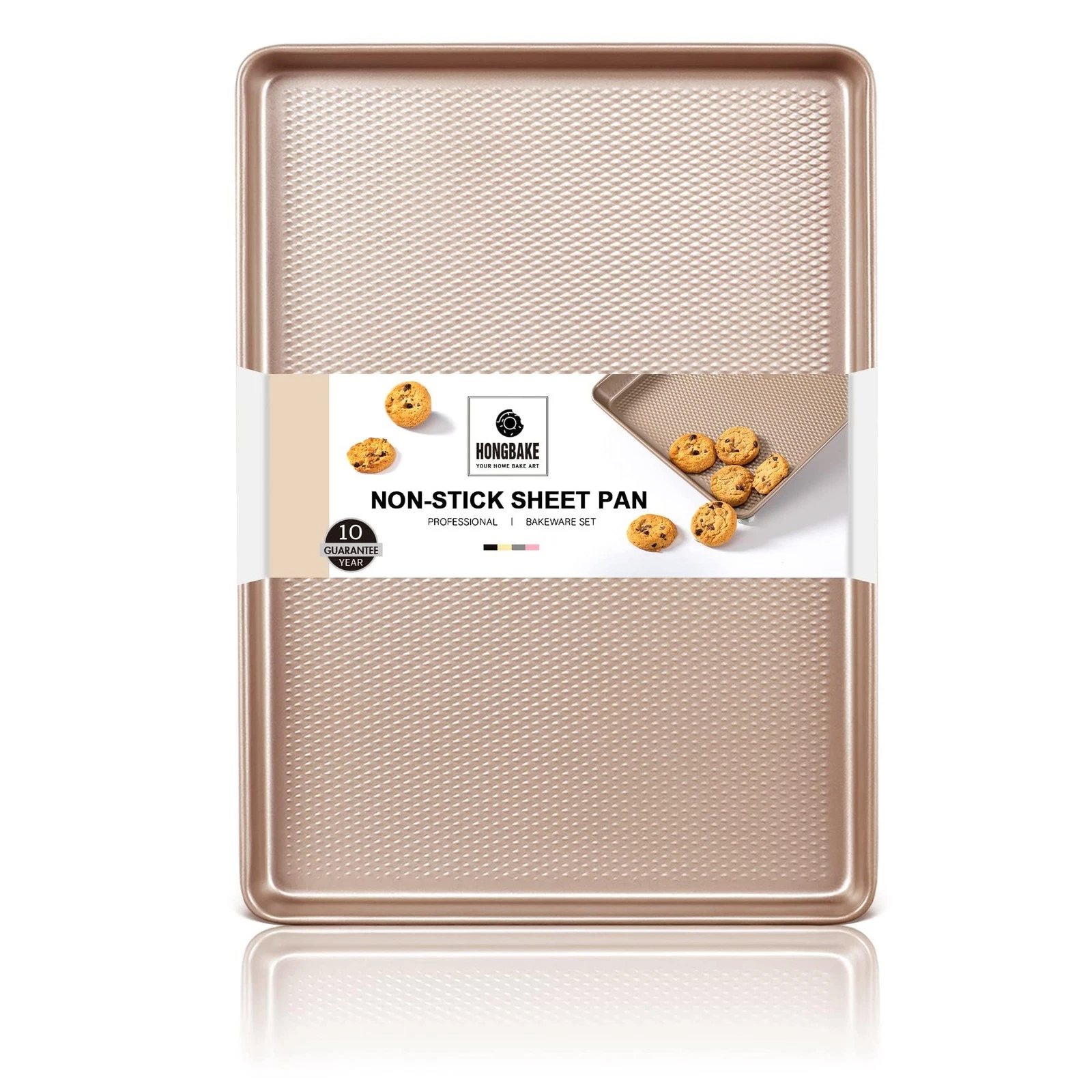 Jelly Roll Pan 15x10 - Commercial Cookie Sheets for Baking with Diamond Textu...