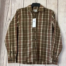 Rhythm Mens Flannel LS Shirt in Chocolate size Small