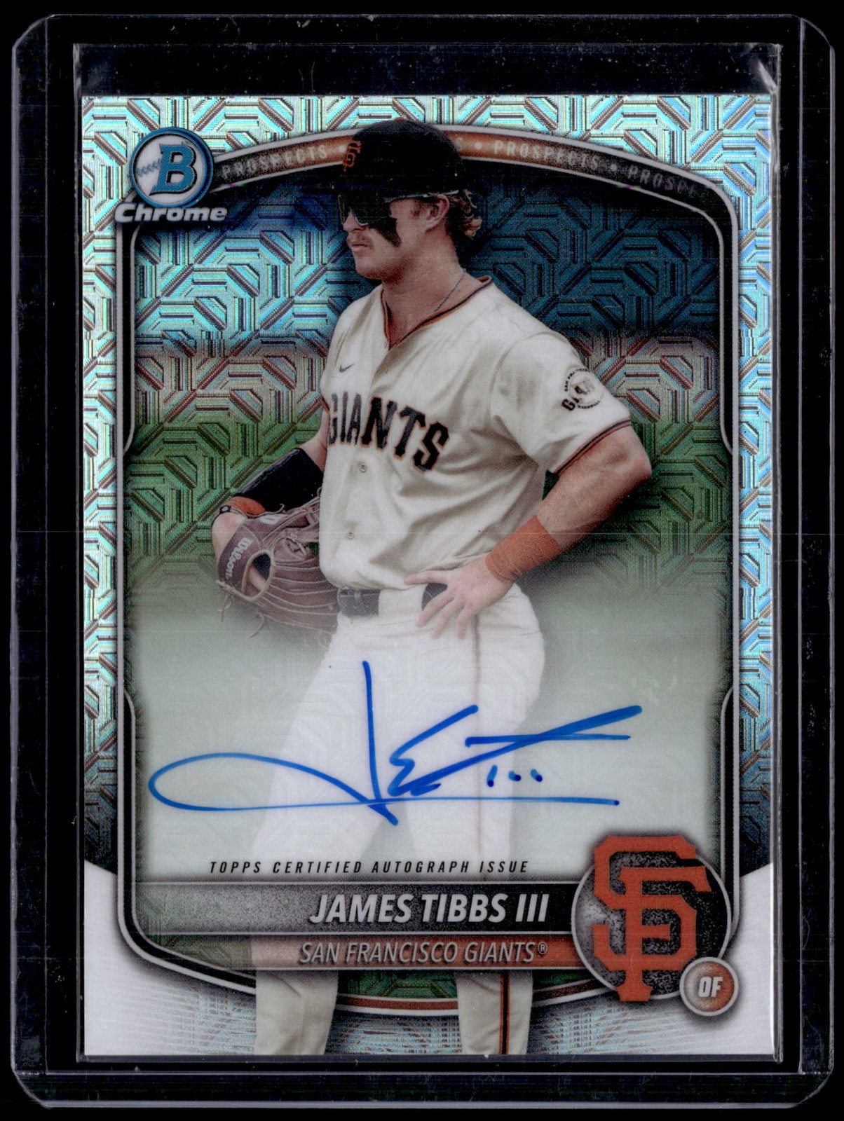 2025 Bowman #BMA-JT James Tibbs III Chrome Prospect Autographs Mojo Refractor