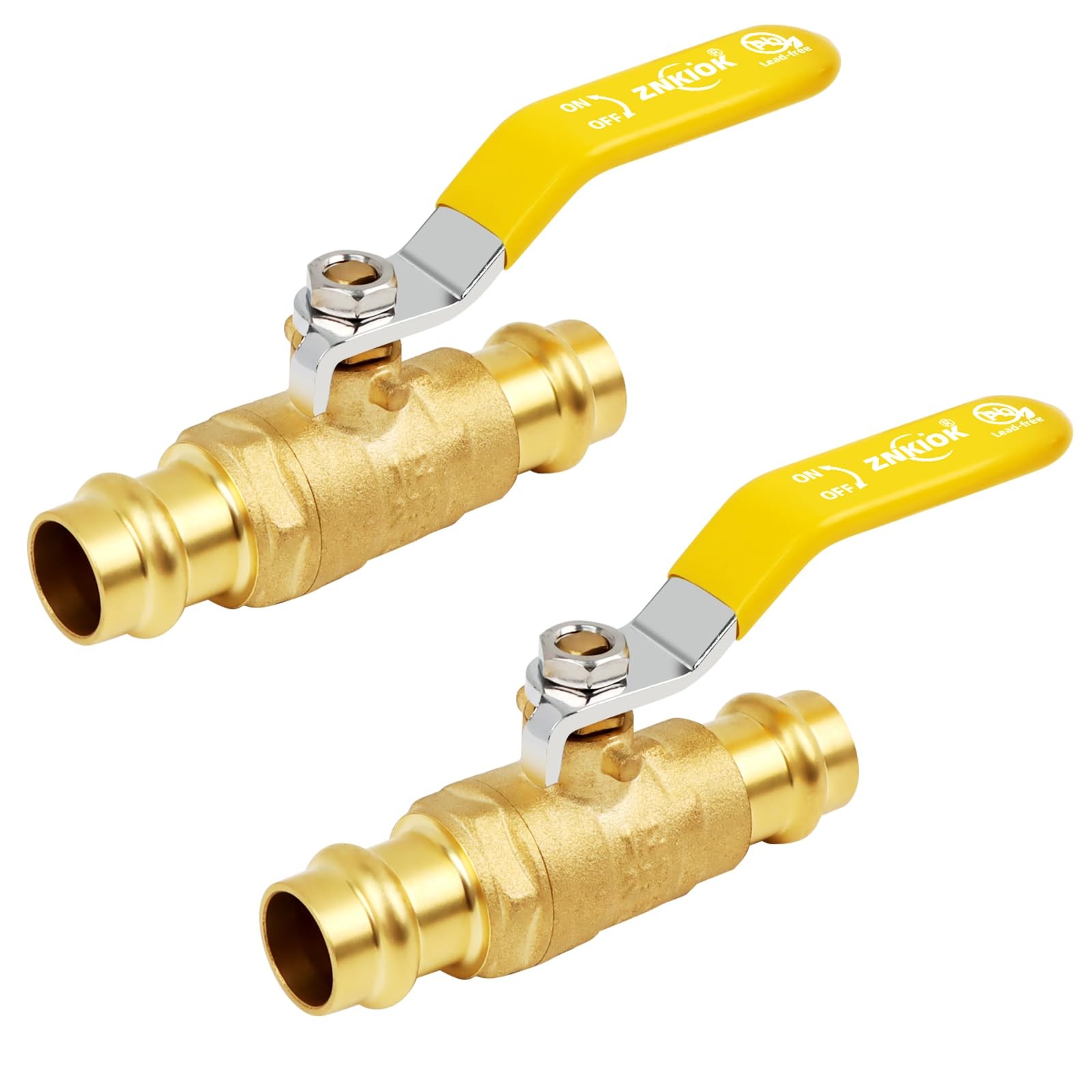 2 Pack 1/2 Inch Heavy Duty LeadFree Brass Press Ball Valve Copper Tubing