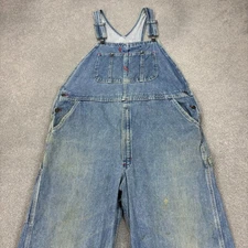 Dickies Dungarees Adult 38x30 Blue Overalls Bib Denim Work Wear Carpenter Mens*