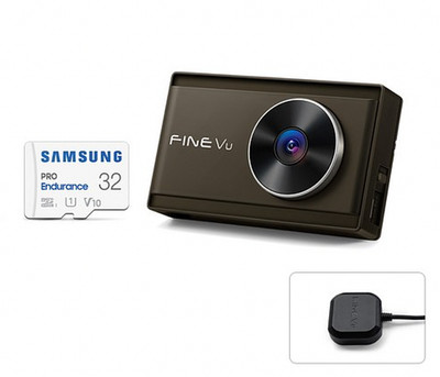 FineVu X3300 QHD 2CH Wi-Fi Dash Cam + Rear Camera + 32GB SD + Tracking