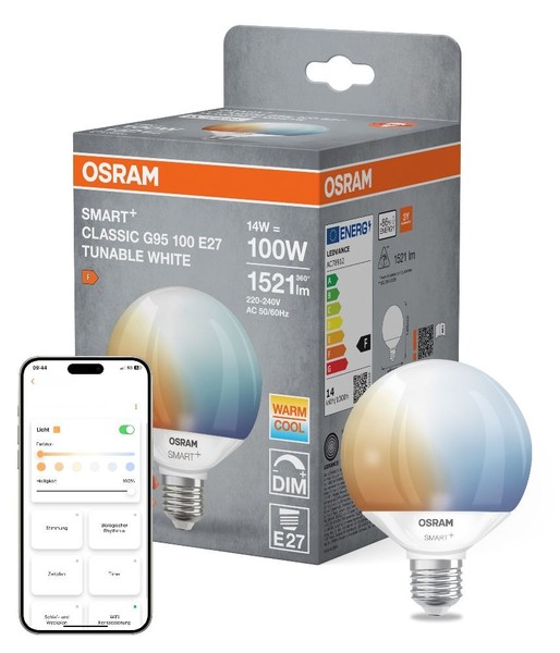 Osram E27 Smart+ Matter Globe 95 Led-Lampe Tunable White 14W Wie 100W Dimmbar-image