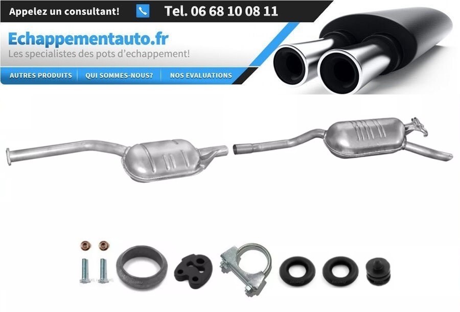 Silencieux d'échappement Mercedes W124 200D 230E anti-vibration remplaçant la pièce 1244900015