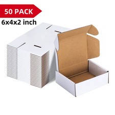 50pcs Corrugated Paper Gift Boxes, 6x4x2 Inch Sturdy Cardboard Packaging, White