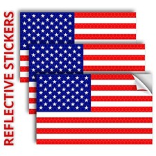 3PC Reflective American Flag Sticker - 5x3 Inches - American Flag Decal