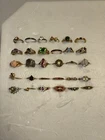 Vintage Lot Of 30 Avon & More Costume Jewelry Rings Gemstones Gold Filled+More