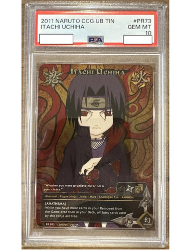 2011 NARUTO CCG ULTIMATE BATTLE TINS #PR073 ITACHI UCHIHA PSA 10