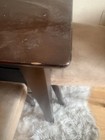 Beautiful Chestnut Dinning Room Table Set With Brown Suede Chairs — photo 10