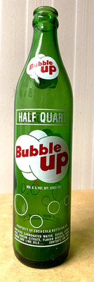 Vintage Soda Pop Beverage Bottle   -  Bubble UP  16 oz Property of Coca Cola Co.