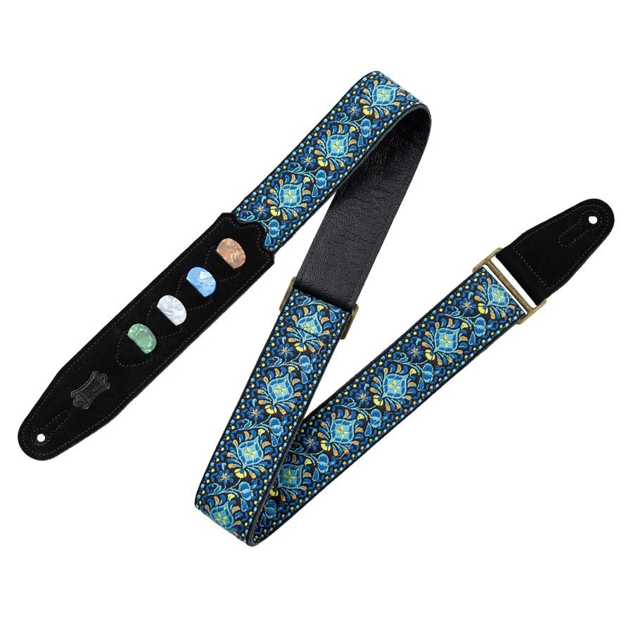 LEVYS 2in 60s Hootenanny Blue Jacquard Weave Gtr Strap w/Polypropylene Backing