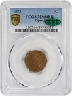 1873 Indian Cent Open 3 MS64RB PCGS (CAC)