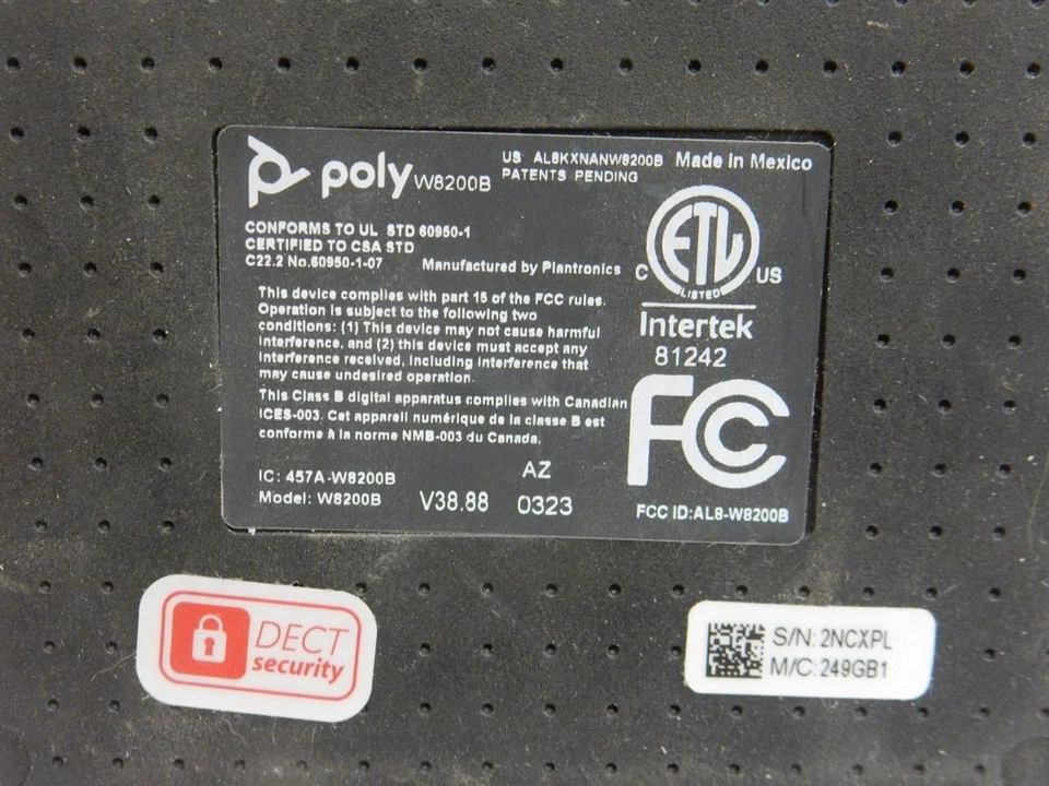 Polycom Poly W8200B Bluetooth Wireless Headset + Base Unit + Charger - Image 4 of 4