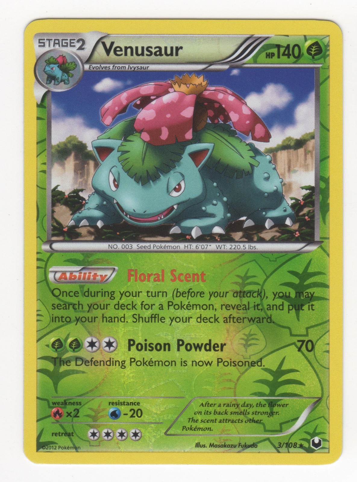 Pokemon Black & White Dark Explorers VENUSAUR Reverse Holo 3/108 LP+