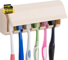 Wallmount Toothbrush Holder with Cover for Shower, RV Cabinet Organizer, Plastic