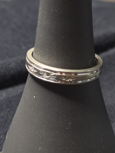 14K WHITE GOLD STACKABLE TEXTURED BAND RING SZ 6 2.3g