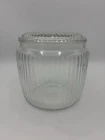 Vintage Anchor Hocking Ribbed Glass Biscuit Cookie Jar Original Lid