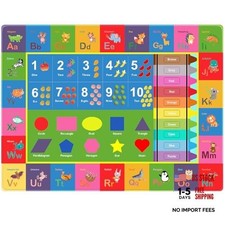 Baby Play Mat for Floor, ABC Alphabet, Numbers and Shapes Educational Area