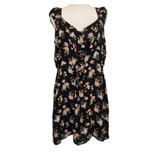 Reformation Lace Up Corset Mini Dress Black Floral Cottagecore Milkmaid Size 16