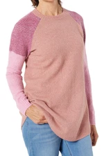 LOGO by Lori Goldstein Colorblocked Crew Neck Sweater Lavender Mist
