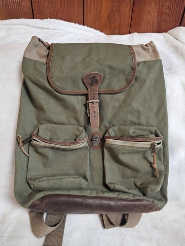 Rare Vintage Jansport Canvas Leather Drawstring Backpack Bag F1 Great Condition