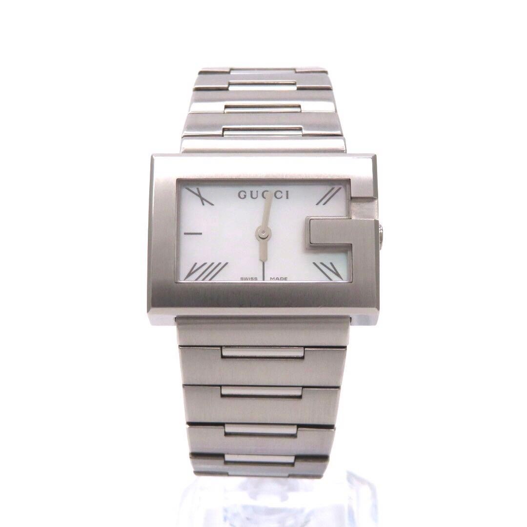 GUCCI 100L G Rectangular Watch White Shell Dial T… - image 3