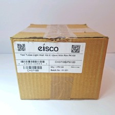 (NEW) Eisco 100ct Test Tubes, Light Wall 100 x 12mm w/ Rim CH0718B/PK100