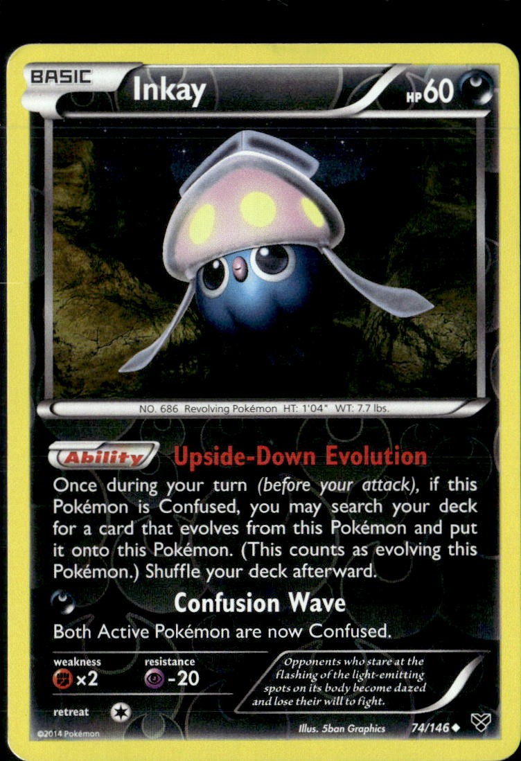 Pokemon Inkay 74/146 XY Base Set Reverse Holo Uncommon LP